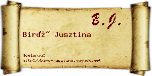 Biró Jusztina névjegykártya