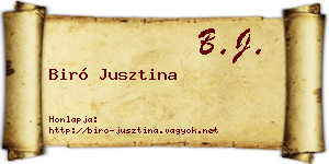 Biró Jusztina névjegykártya