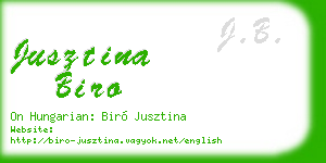 jusztina biro business card